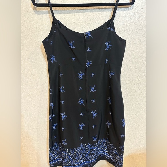 Basic Editions Spaghetti Strap Black and Blue Slip Midi Dress - Picture 2 of 10